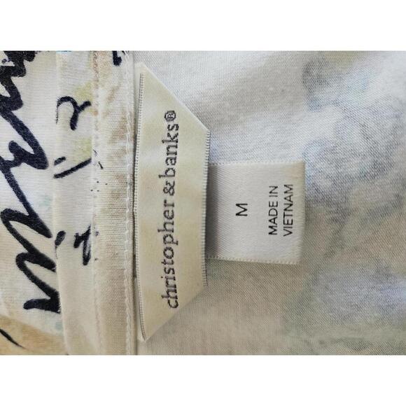 Christopher & Banks medium cream & blue 3/4 sleeve tee shirt. Comfy & cute! - Picture 3 of 5